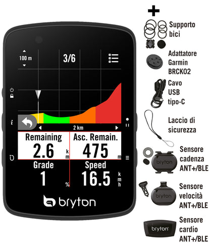 Bryton Rider 650T mit Dual-Sensor-Kit und HRM